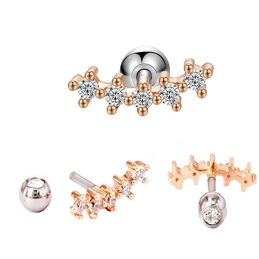 Steel 316L Barbell in Fashion Design with Crystals - CC Crystal Clear 