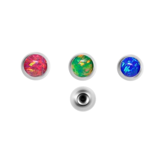 Steel 316L Screwball with Opal - 16GA(1.2mm)