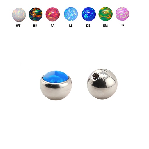 Steel 316L Screwball with Opal - 16GA(1.2mm)