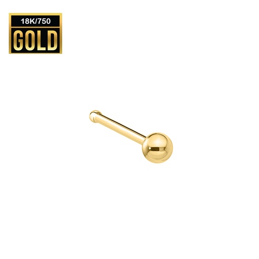 18K Real Gold Nose Stud with Ball - 23GA(0.6mm) 