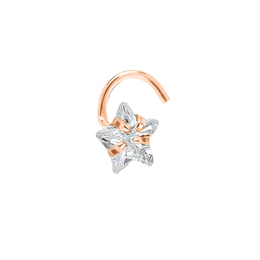 Steel 316L Rose Gold Ti-PVD Coated Nose Spiral with Star Setting Stone - 20GA(0.8mm)