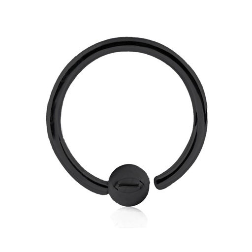 Steel 316L Black Ti-PVD Coated Annealed Ring with Fixed Ball - 20GA(0.8mm)