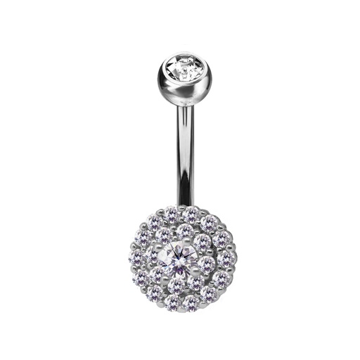 [S-BNC323-1.6-10-5S] Steel 316L Belly Button Banana in Fashion Design - CC Crystal Clear -14GA(1.6mm)     