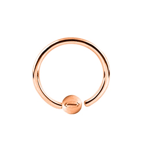 [RGS-NSD18-0.8-10-3] Steel 316L Rose Gold PVD Titanium Coated Annealed Ring with Fixed Ball - 20GA(0.8mm)