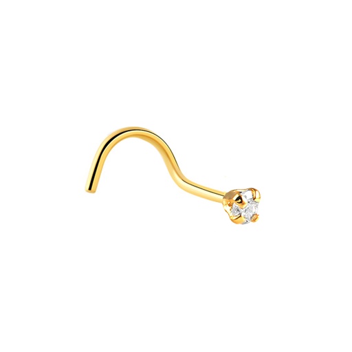 Steel 316L Gold Ti-PVD Coated Nose Spiral with Round Setting Stone - 20GA(0.8mm) 