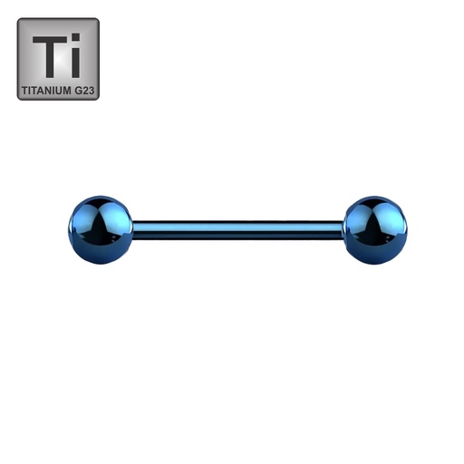 [BLT-SBB01-1.2-8-4] Titanium G23 Blue Ti-PVD Coated Barbell with Screwballs -16GA(1.2mm)