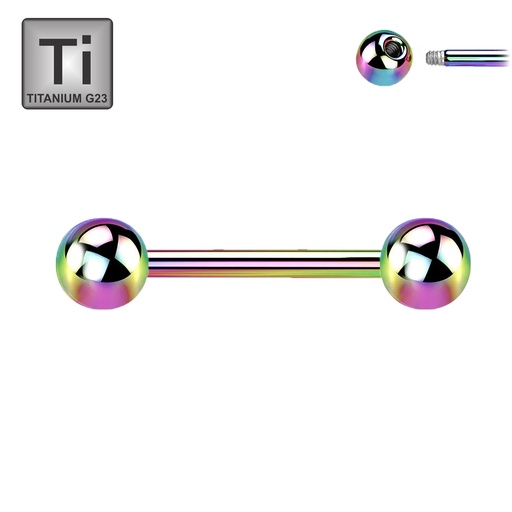 Titanium G23 Rainbow Ti-PVD Coated Barbell with Screwballs 