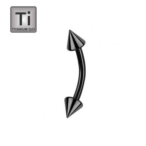 [BKT-BAN04-1.2-8-3] Titanium G23 Black Ti--PVD Coated Bananabell with Cone - 16GA(1.2mm)