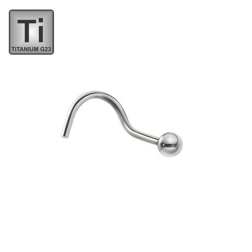 [T-NSD02-1.0-6.5-2] Titanium G23 Nose Spiral with Screwball - 18GA(1.0mm)