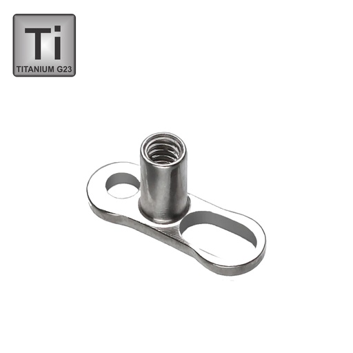 Titanium G23/ASTM F-136 Dermal Anchor Base Plate with Two Holes (Internally Screw 1.2mm) - Thickness 14GA(1.6mm)
