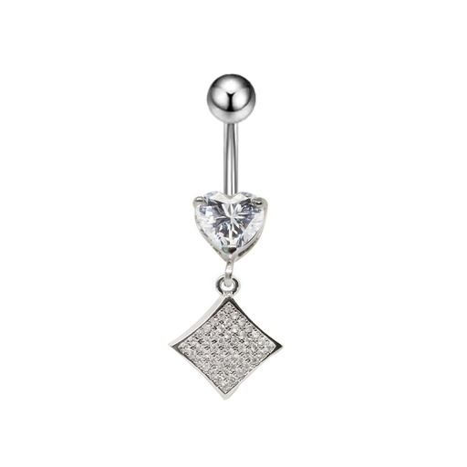 [S-BDC354-1.6-10-5] Steel 316L Belly Button Banana in Fashion Design - CC Crystal Clear -14GA(1.6mm)     