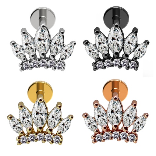 Steel 316L Helix Labret in Fashion Design with Crystals - CC-Crystal Clear - 16GA(1.2mm)