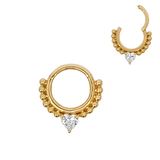[GG-SGM251-1.2-8-SD] 14K Real Gold Hinged Segment Clicker with Lab Created Diamond - 16GA(1.2mm)