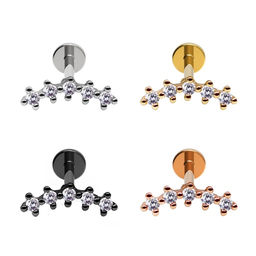 Steel 316L Helix Labret in Fashion Design with Crystals - CC-Crystal Clear - 16GA(1.2mm)    