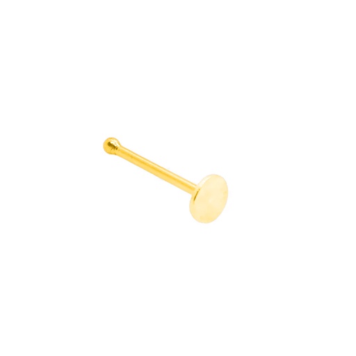 [GDS-NSD24-1.0-7-2] Steel 316L Gold Ti-PVD Coated Nose Pin with Flat Disc - 18GA(1.0mm)