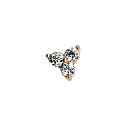 [GG-TOP-INT20-1.0-3] 14K Real Gold Top with Cubic Zirconia Design - Internally Threaded - 18GA(1.0mm)   