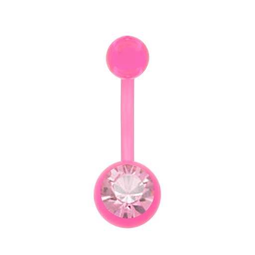 [PKA-BAN11-1.6-10-5/8-LR] Pink Acrylic Bananabell - Single Crystal - 14GA(1.6mm)