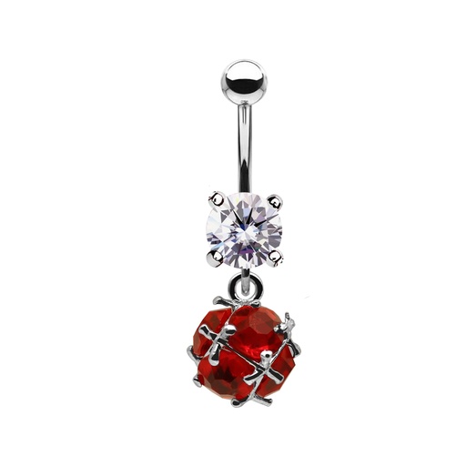 [S-BDC239-1.6-10-5-CC] Steel 316L Belly Button Banana with CZ Stone Setting in Fashion Design - 14GA(1.6mm)