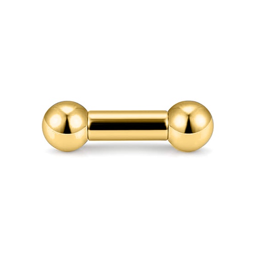 Steel 316L Gold Ti-PVD Coated Barbell with Screwballs - (Big Thickness)