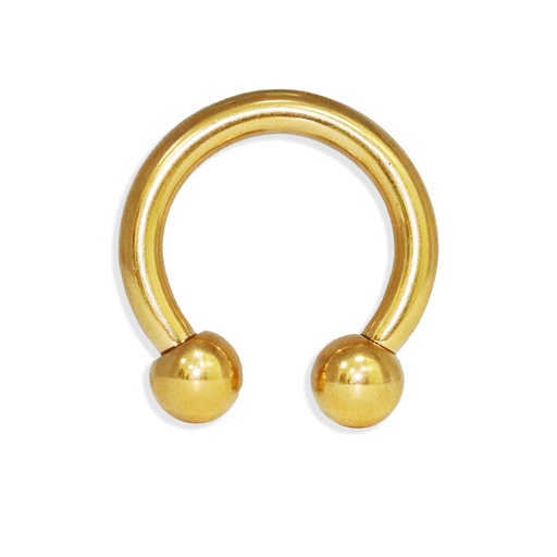 Steel 316L Gold Ti-PVD Coated Circular Barbell with Screwballs (Big Thickness)