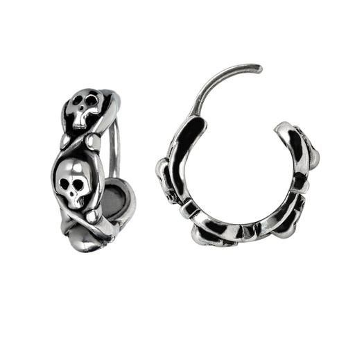 [S-SGM310-1.0-11mm] Steel 316L Casting Hinged Segment Ring Clicker with Skull Pattern Design