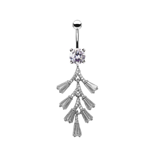 [S-BDC593-1.6-10-5] Steel 316L Belly Banana With Crystal - CC Crystal Clear -14GA(1.6mm)   