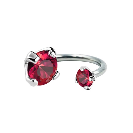 Steel 316L Circular Barbell with Internally Screw Claw Setting Round Cubic Zirconia (single colored stone)  - 16GA(1.2mm)