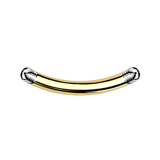 Steel 316L Gold PVD Titanium Coated Bananabell without Screwballs - 16GA(1.2mm) 