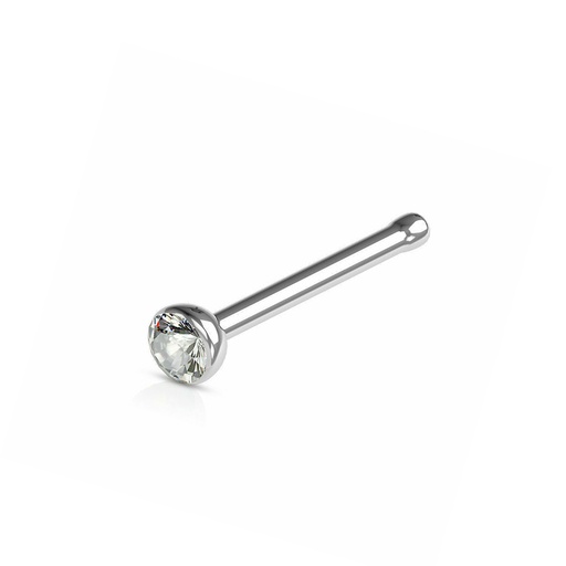 Steel 316L Nose Pin with 2.5mm Crystal - 18GA(1.0mm) 