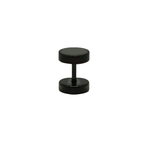 Steel 316L Black Ti-PVD Coated Ear Fake Plug with Disc Thickness 2.5mm - 16GA(1.2mm)   