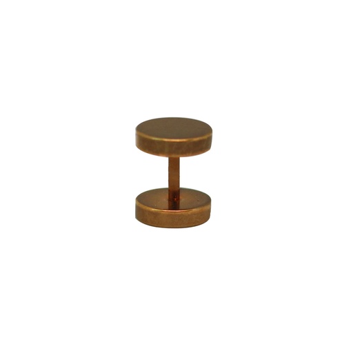 Steel 316L Antique Rose Ti-Gold PVD Coated Ear Fake Plug with Disc Thickness 2.5mm - 16GA(1.2mm)  