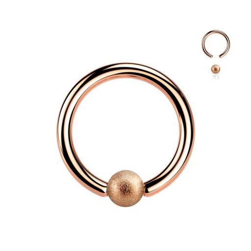 Steel 316L Rose Gold Ti-PVD Coated BCR with  Sandblasted Clip-in Ball 