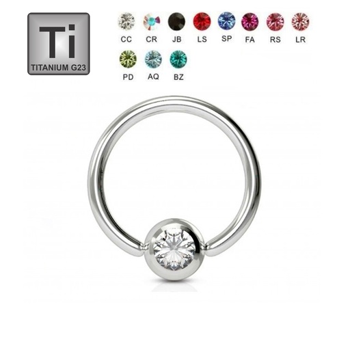 Titanium G23  BCR with 3mm Crystal Clip-in Ball 