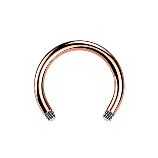 Steel 316L Rose Gold Ti-PVD Coated Circular Barbell without Screwballs- 14GA(1.6mm)   