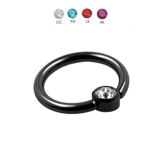 Steel 316L Black Ti-PVD Coated BCR with 4mm Flat Crystal Clip-in Disc  - 16GA(1.2mm)   
