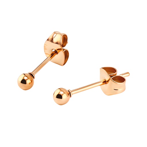  Steel 316L Rose Gold PVD Coated Ear Stud with Polished Ball