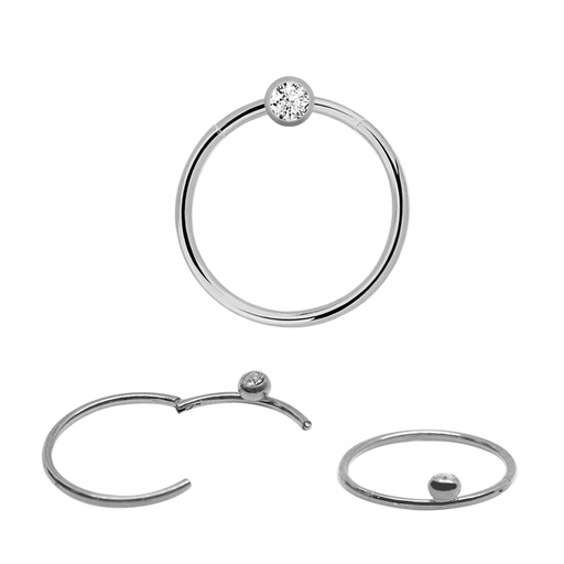 Steel 316L Hinged Segment Rings with 3mm Crystal Ball