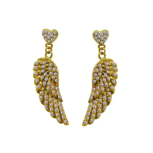 Steel 316L  Earing Stud with Crystal White Feather