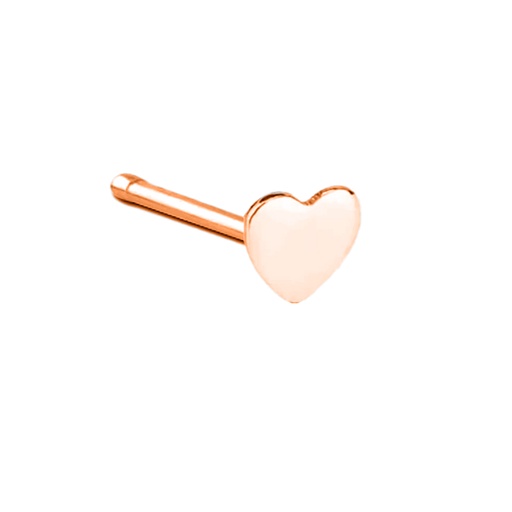 [RGS-NSD23-1.0-7-2] Steel 316L Rose Gold Ti-PVD Coated Nose Pin with Heart Cut -18GA(1.0mm) 