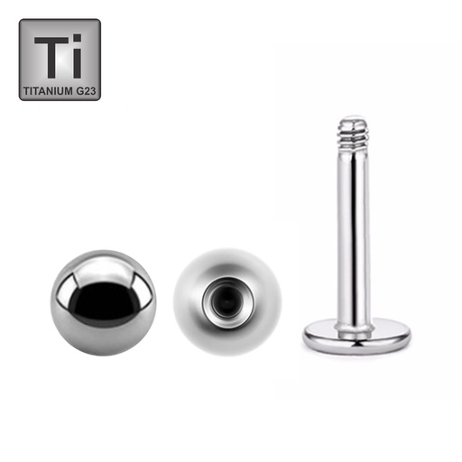 Titanium G23 Labret with Screwball (One Piece with Flat Bottom Plate)