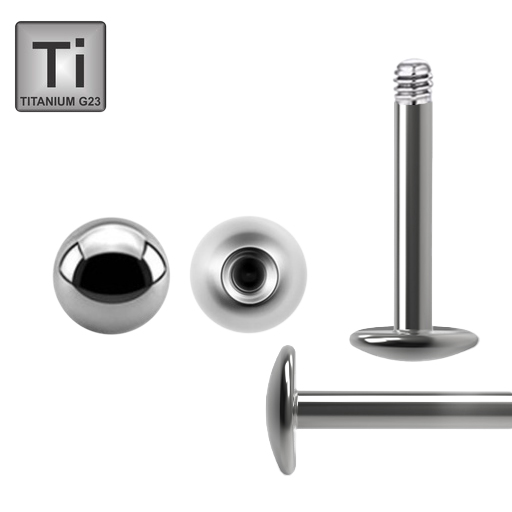 Titanium G23 Labret with Screwball (One Piece with Rounded Bottom Plate 