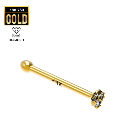 [GG-NSD18-0.6-7-1.4-RD] 18K Real Gold Nose Stud with Diamond (Prong Setting) - 23GA(0.6mm)
