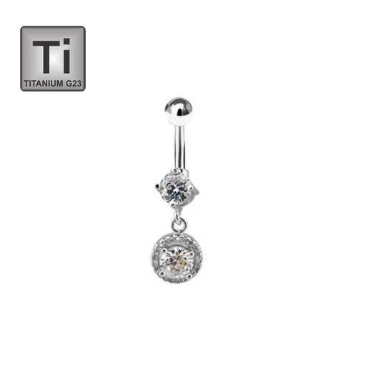 [T-BDC373-1.6-10-5] Titanium G23 Belly Button Banana in Fashion Design - CC -Crystal Clear 