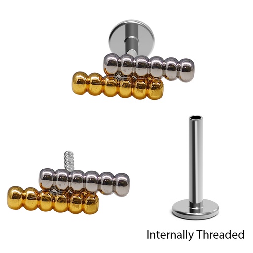 [S-HLAB-INT24-1.2-8] Steel 316L Internally Threaded Labret in Fashion Design 