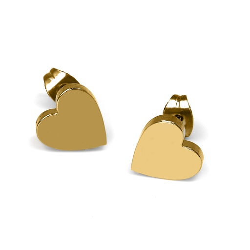 [GDS-EAR508-8mm] Steel 316L 18K Gold PVD Titanium coated Ear Stud in Heart Design  