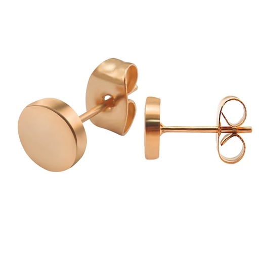 [RGS-EAR437] Steel 316L 18K Rose Gold PVD Titanium coated Ear Stud in Round Disc Design   