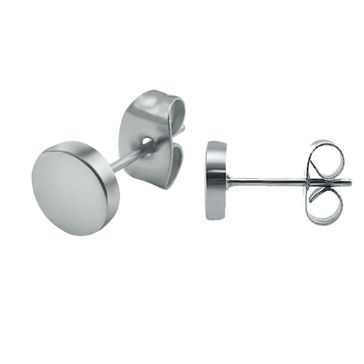 [S-EAR437] Steel 316L Ear Stud in Round Disc Design 