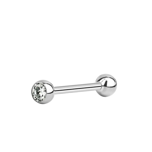 [S-SBB05-1.6-16-5] Steel 316L Barbell with Single Setted Crystal Ball (5+5mm) - 14GA(1.6mm)   