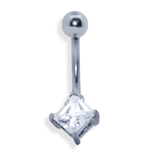 [S-BNC109-1.6-10-6-CC] Steel 316L Belly Button Banana in Fashion Design -CC Crystal Clear -14GA(1.6mm)