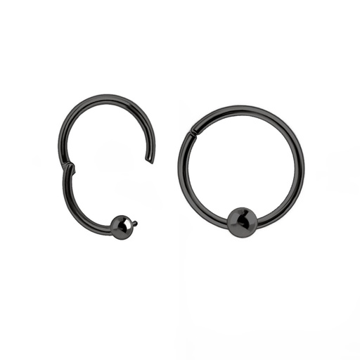 Steel 316L Black Ti-PVD Coated Hinged Segment Ring Clicker with Ball 